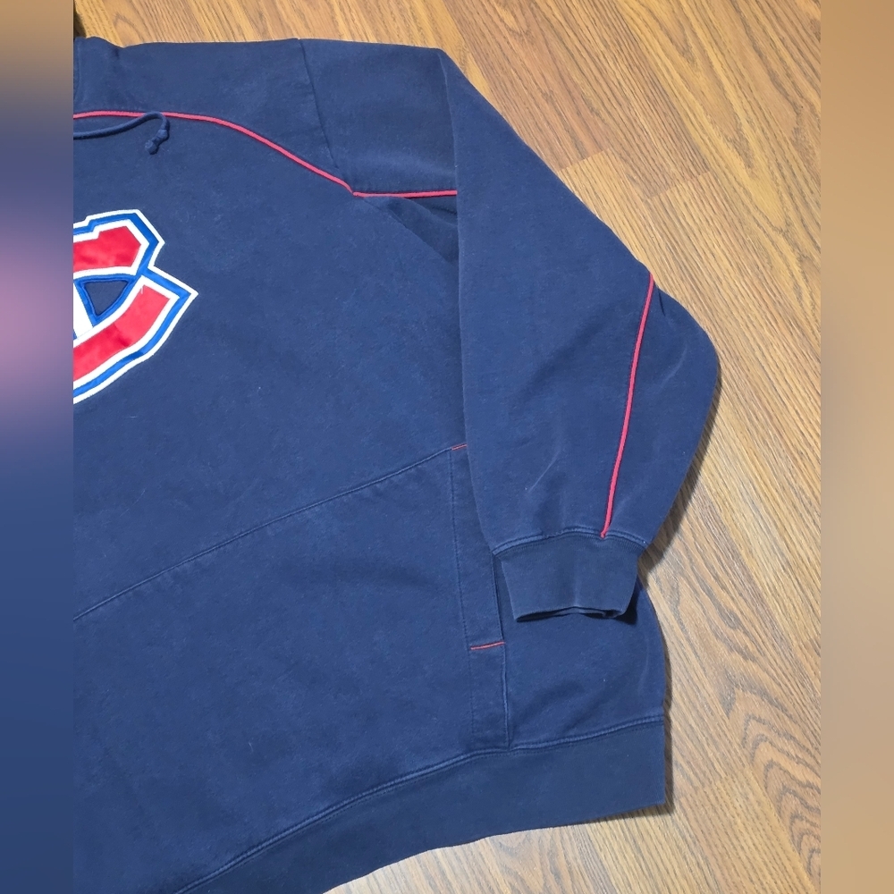 Vintage Reebok Montreal Canadiens NHL Hoodie Mens 2XL Navy Red Stripe Hockey E1 - Picture 4 of 7